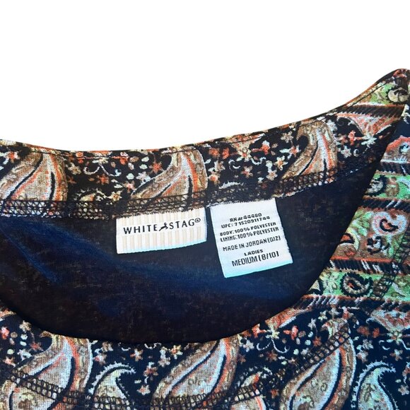 Vintage Retro White Stag Paisley Sleeveless Top M - Picture 3 of 5